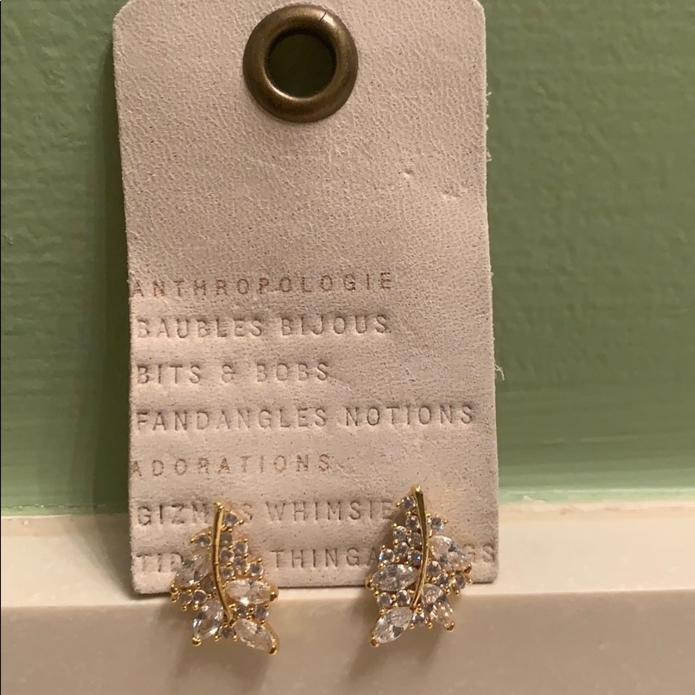 Anthropologie Crystal Leaf Earring